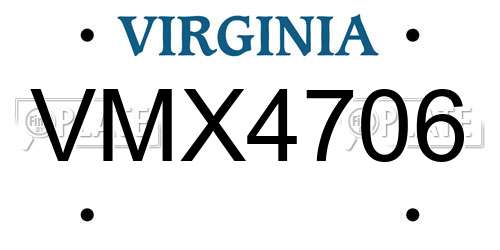 VMX4706 Virginia License Plate