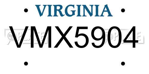 VMX5904 Virginia License Plate