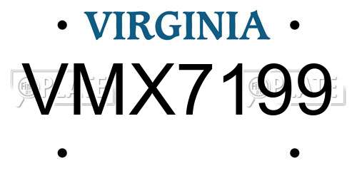 VMX7199 Virginia License Plate