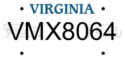 VMX8064 Virginia License Plate