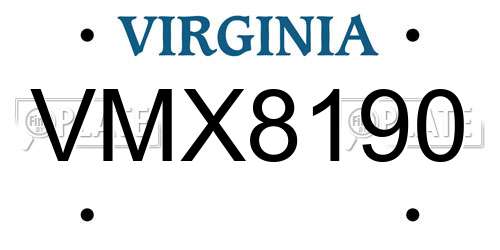 VMX8190 Virginia License Plate