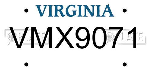 VMX9071 Virginia License Plate