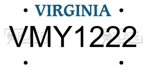 VMY1222 Virginia License Plate
