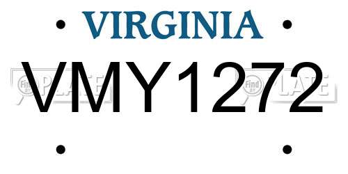 VMY1272 Virginia License Plate
