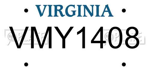 VMY1408 Virginia License Plate