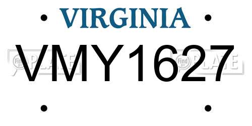 VMY1627 Virginia License Plate