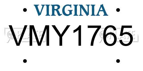 VMY1765 Virginia License Plate