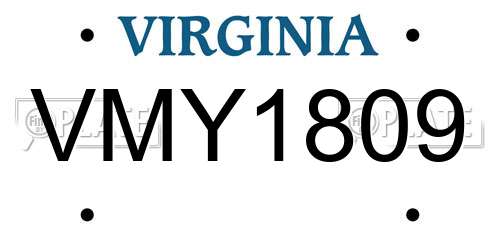 VMY1809 Virginia License Plate