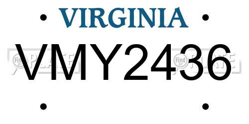 VMY2436 Virginia License Plate