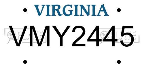 VMY2445 Virginia License Plate
