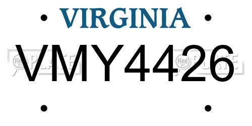 VMY4426 Virginia License Plate