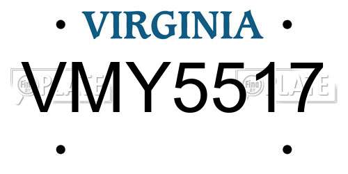 VMY5517 Virginia License Plate