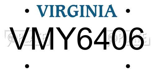VMY6406 Virginia License Plate
