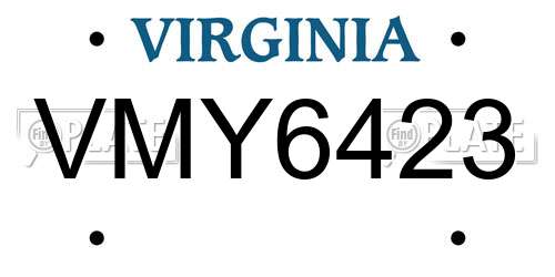 VMY6423 Virginia License Plate