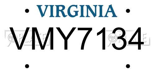 VMY7134 Virginia License Plate