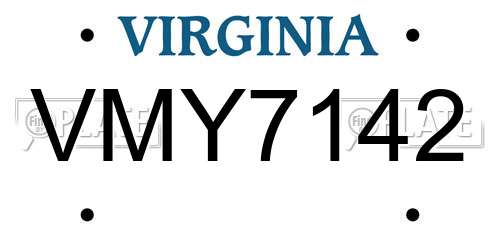 VMY7142 Virginia License Plate