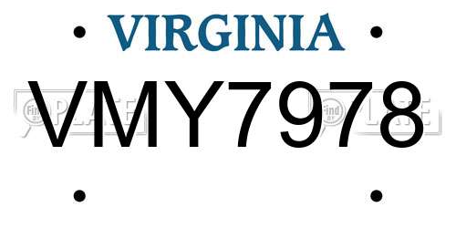 VMY7978 Virginia License Plate