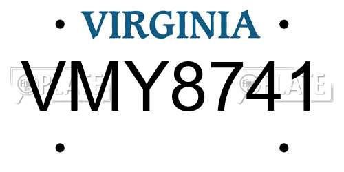 VMY8741 Virginia License Plate