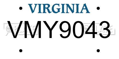 VMY9043 Virginia License Plate