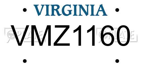VMZ1160 Virginia License Plate