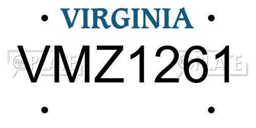 VMZ1261 Virginia License Plate