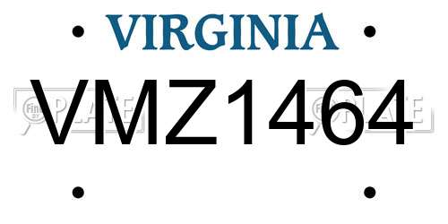 VMZ1464 Virginia License Plate