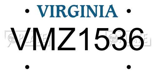 VMZ1536 Virginia License Plate