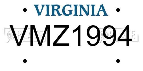 VMZ1994 Virginia License Plate