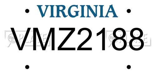 VMZ2188 Virginia License Plate