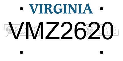 VMZ2620 Virginia License Plate