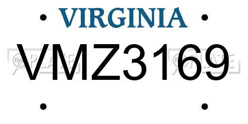 VMZ3169 Virginia License Plate