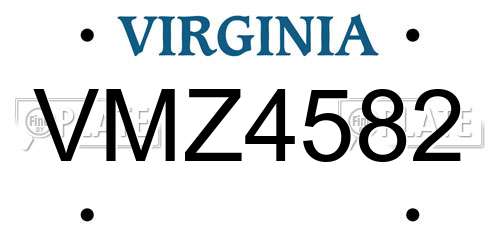 VMZ4582 Virginia License Plate