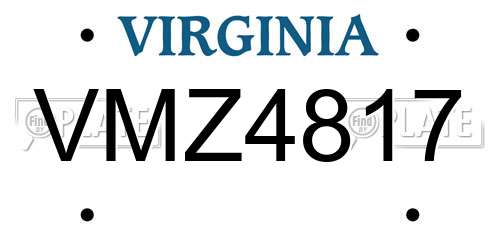 VMZ4817 Virginia License Plate