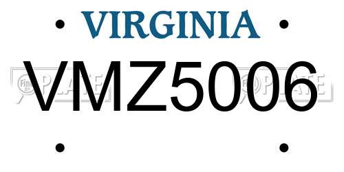 VMZ5006 Virginia License Plate