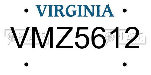 VMZ5612 Virginia License Plate