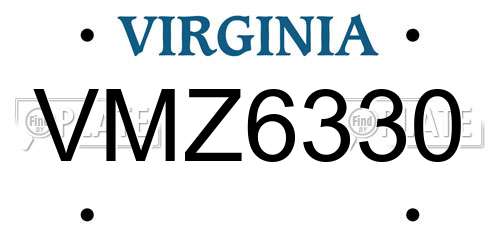 VMZ6330 Virginia License Plate