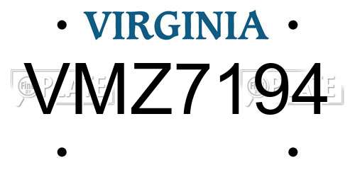 VMZ7194 Virginia License Plate
