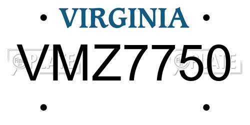 VMZ7750 Virginia License Plate