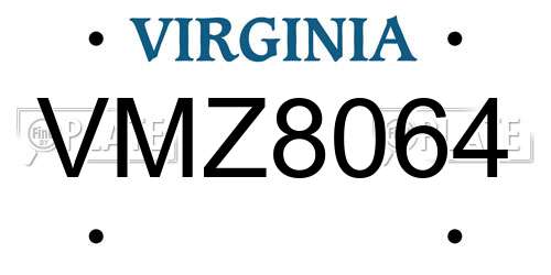 VMZ8064 Virginia License Plate