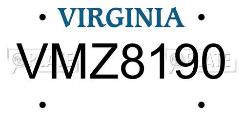 VMZ8190 Virginia License Plate