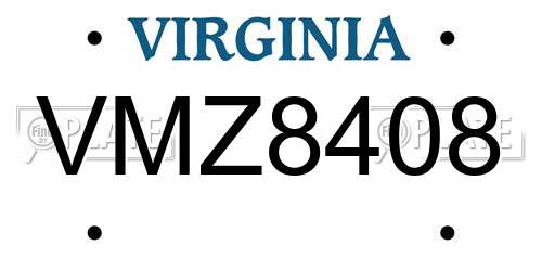 VMZ8408 Virginia License Plate