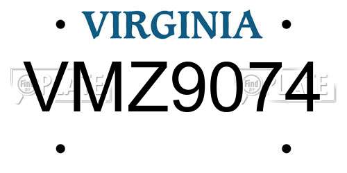 VMZ9074 Virginia License Plate