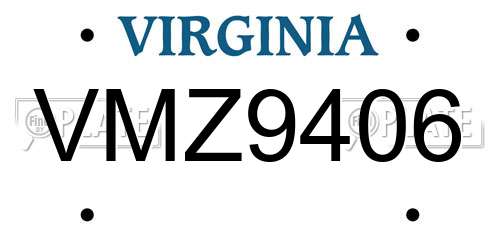 VMZ9406 Virginia License Plate