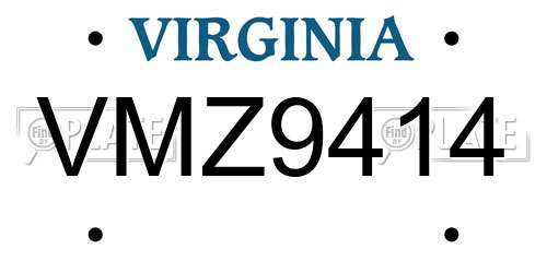 VMZ9414 Virginia License Plate