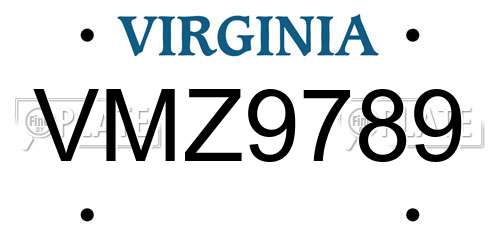 VMZ9789 Virginia License Plate