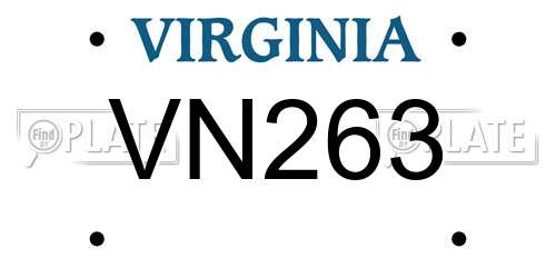 VN263 Virginia License Plate