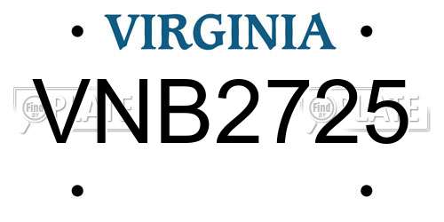 VNB2725 Virginia License Plate