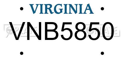 VNB5850 Virginia License Plate