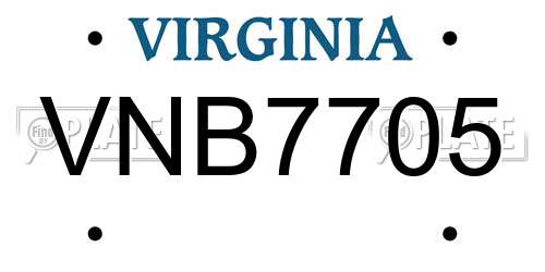 VNB7705 Virginia License Plate
