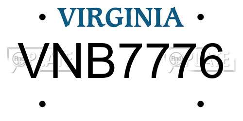 VNB7776 Virginia License Plate